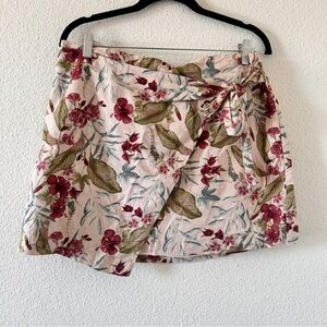 Maison d’Amelie Linen Blend Front Wrap Skirt Women’s Large Vacation Beach Tropic